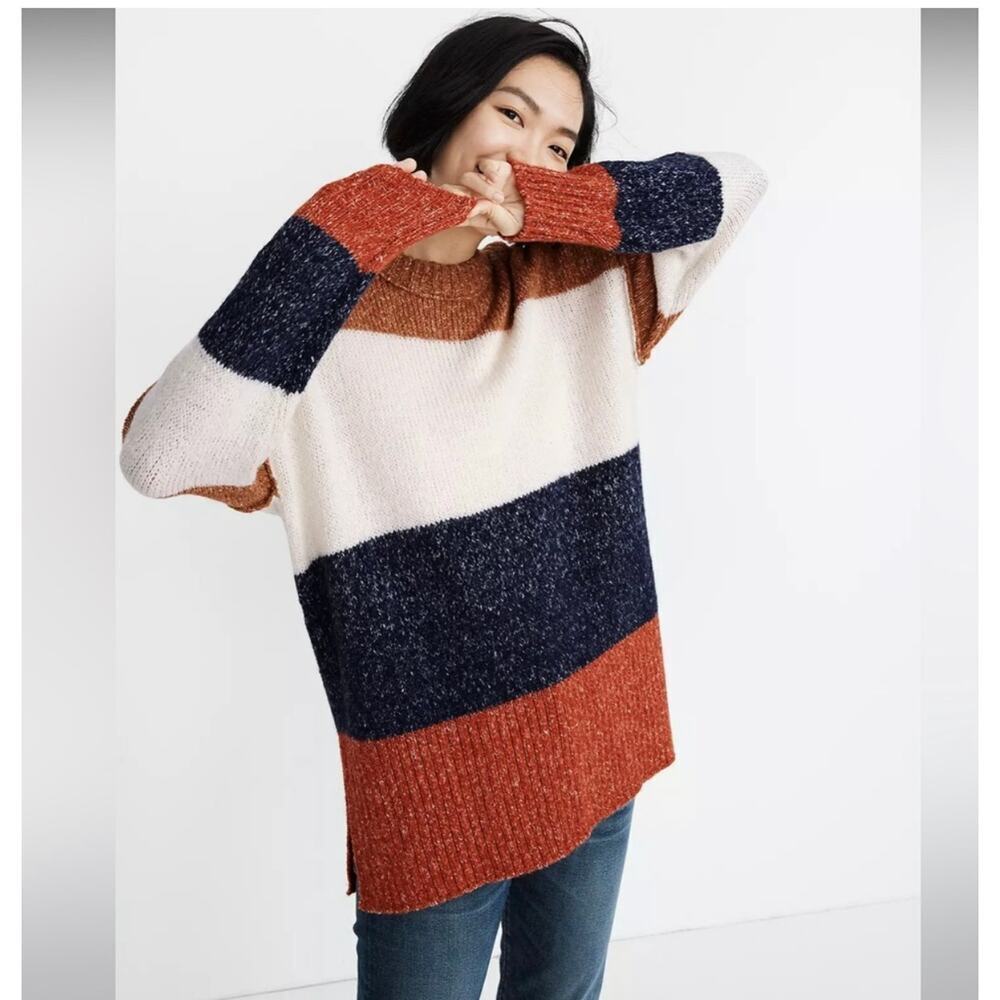 Oversized Madewell Striped Baxter Sweater Tunic XS.